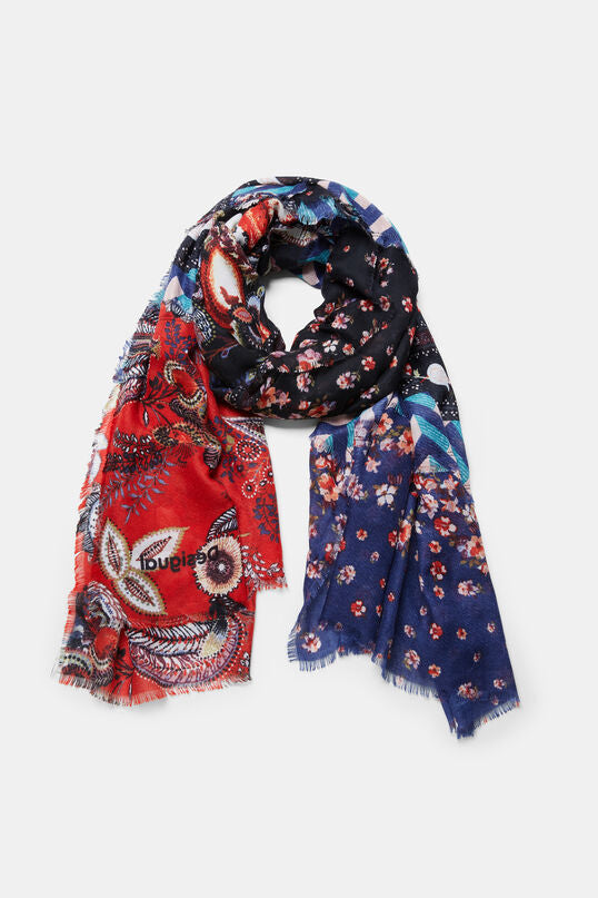 DESIGUAL° FOULARD «SKYLINE» ROSES GRAY- NUEVO