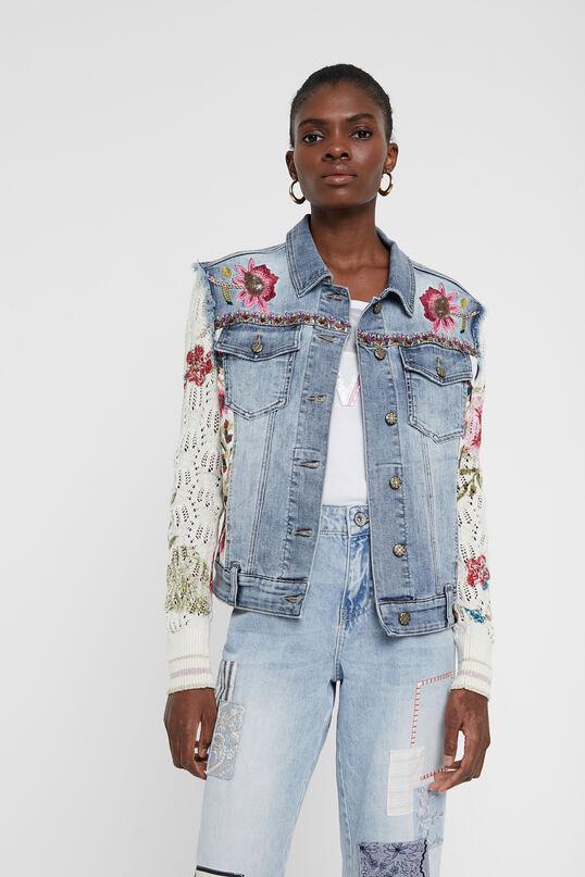 Jacket floral patch jean and crochet – Desigual Toronto