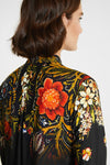 Silk floral blouse with bow