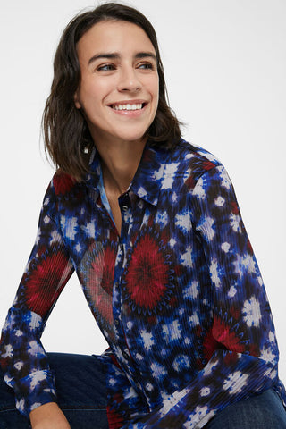 Pleated Tie Dye Print Shirt