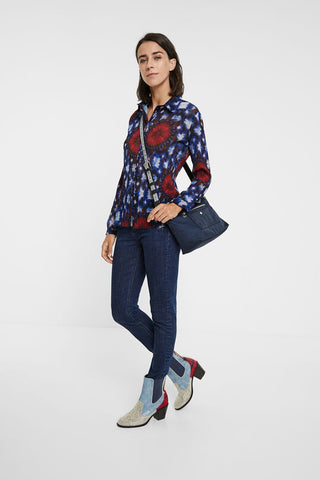 Pleated Tie Dye Print Shirt